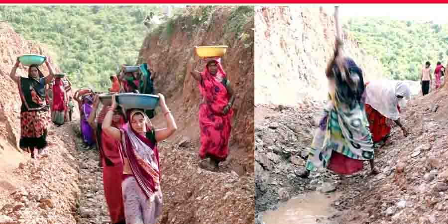 गांव में नहीं पहुंचा पानी तो महिलाओं ने पहाड़ काट बनाया रास्ता