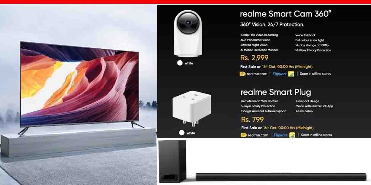 Realme ने लॉन्च किया SLED 4K SMART TV, नई साउंडबार व स्मार्ट कैमरा