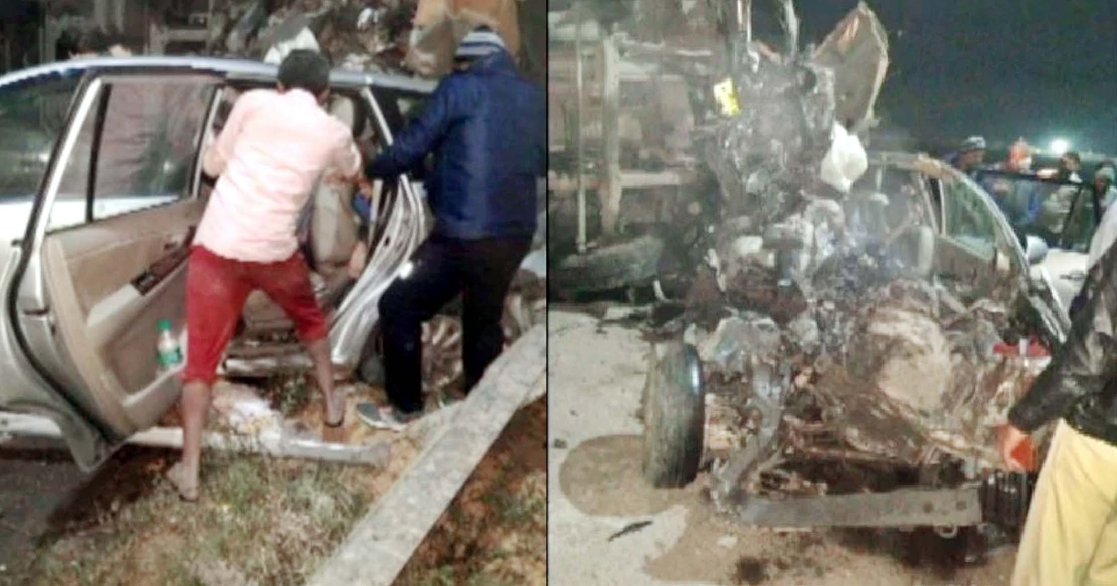 मथुरा: यमुना एक्सप्रेसवे पर हादसा, अनियंत्रित टैंकर इनोवा कार पर पलटा, 7 की मौत