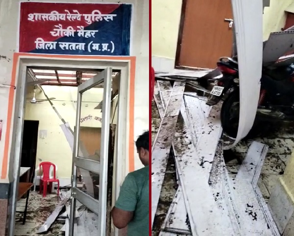 मैहर रेलवे स्टेशन की छत तेज आंधी में उड़ी, स्टेशन मास्टर कक्ष व जीआरपी चौकी को भारी नुकसान, ओएचई लाइन टूटी, रेल संचालन रुका, देखें वीडियो